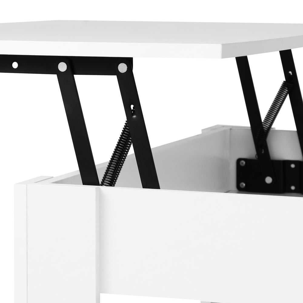 Oikiture Coffee Table with Lift Up Top Storage Space Wooden White