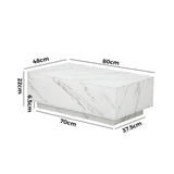 Oikiture Coffee Table Cafe Desk Marble Effect Wooden White