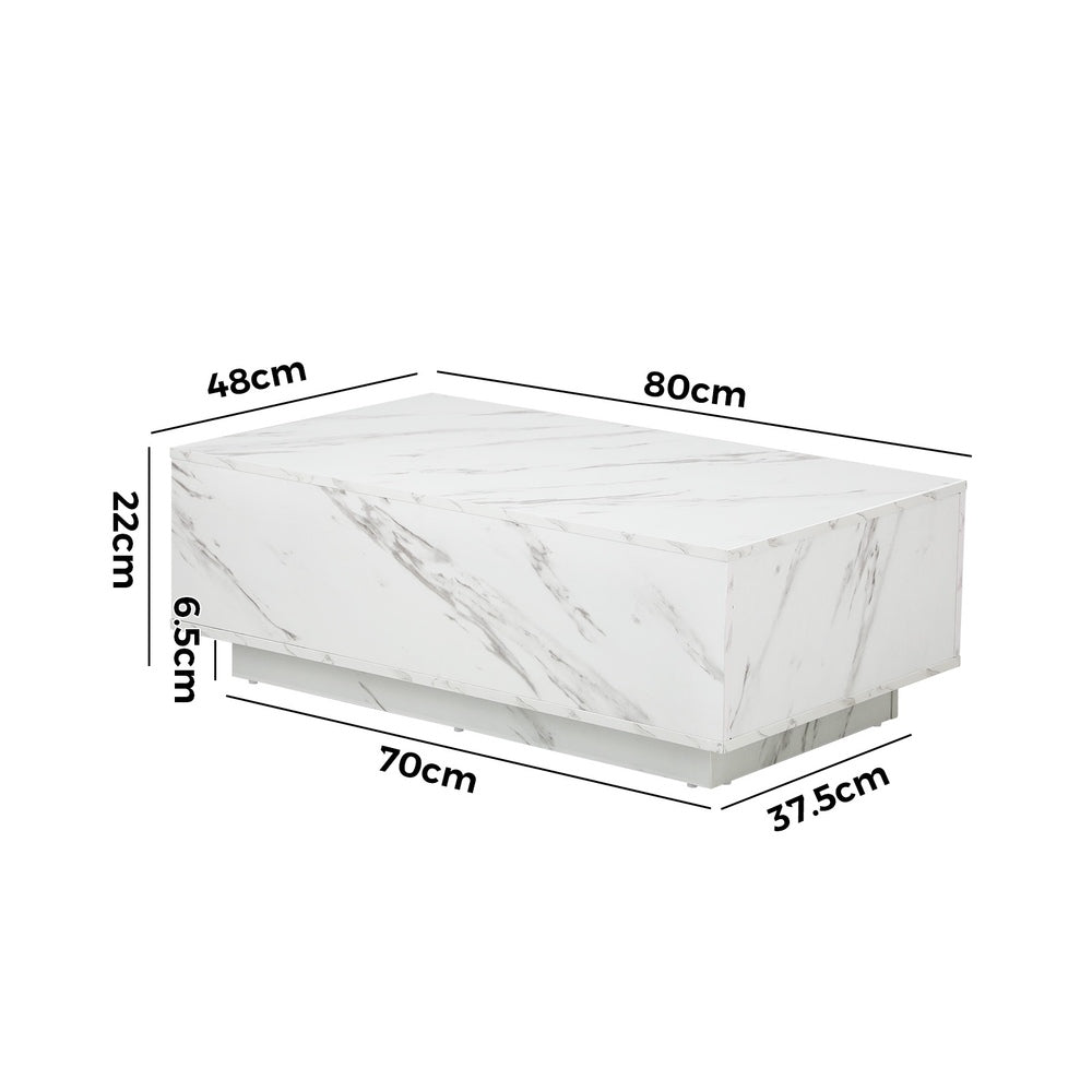 Oikiture Coffee Table Cafe Desk Marble Effect Wooden White