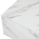 Oikiture Coffee Table Cafe Desk Marble Effect Wooden White