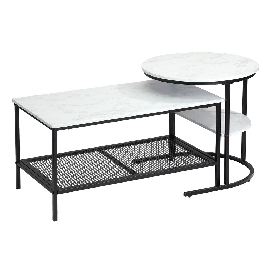 Oikiture Nesting Coffee Table Set of 2 Detachable Faux Marble