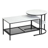 Oikiture Nesting Coffee Table Set of 2 Detachable Faux Marble