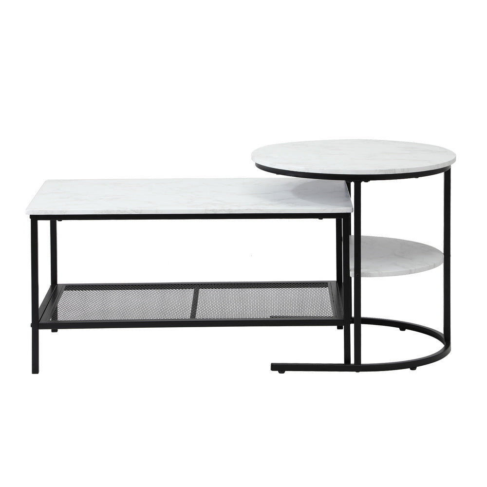 Oikiture Nesting Coffee Table Set of 2 Detachable Faux Marble