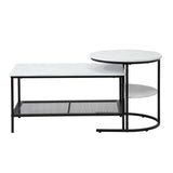 Oikiture Nesting Coffee Table Set of 2 Detachable Faux Marble - Close-Up Angle