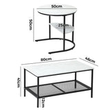 Oikiture Nesting Coffee Table Set of 2 Detachable Faux Marble - Low Angle