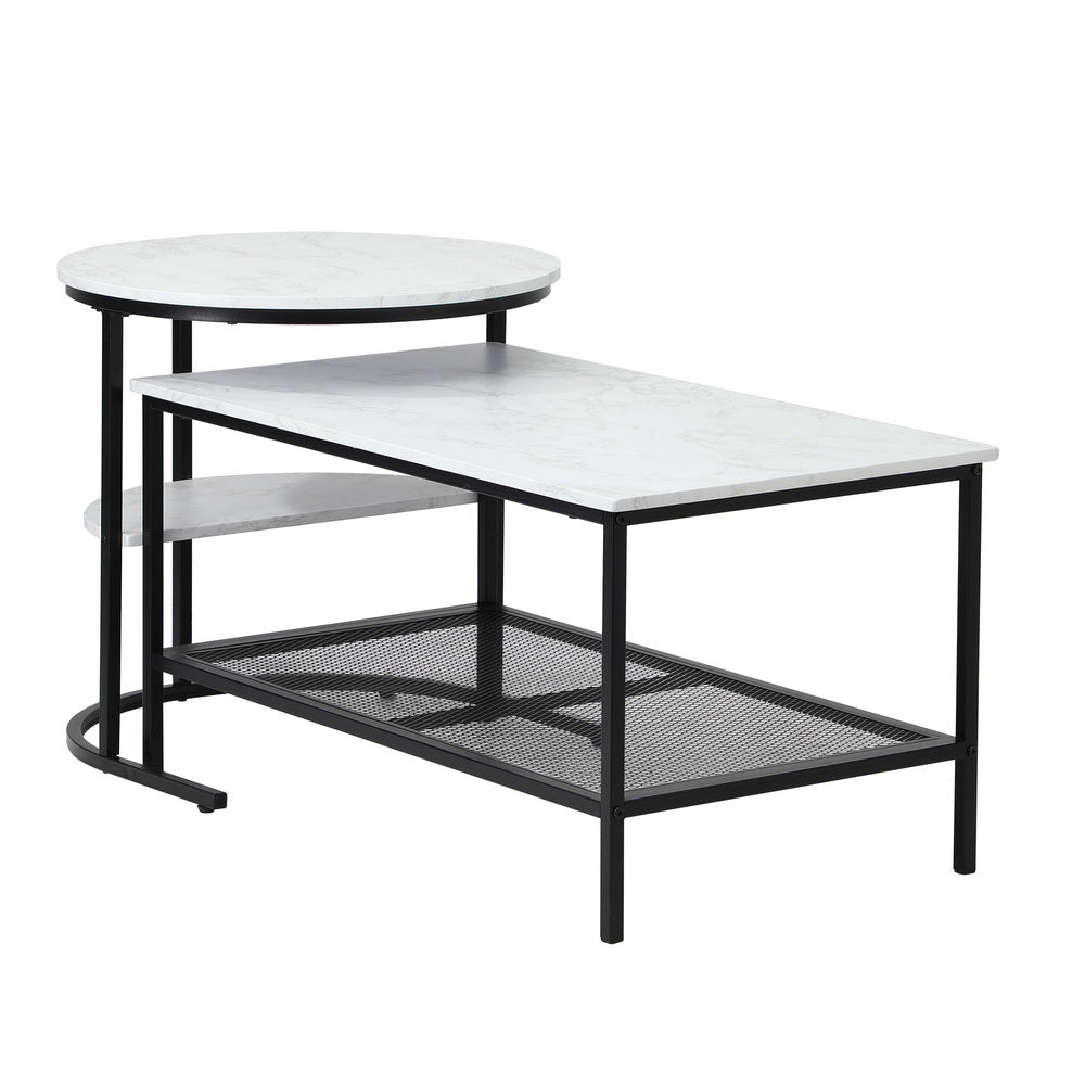 Oikiture Nesting Coffee Table Set of 2 Detachable Faux Marble