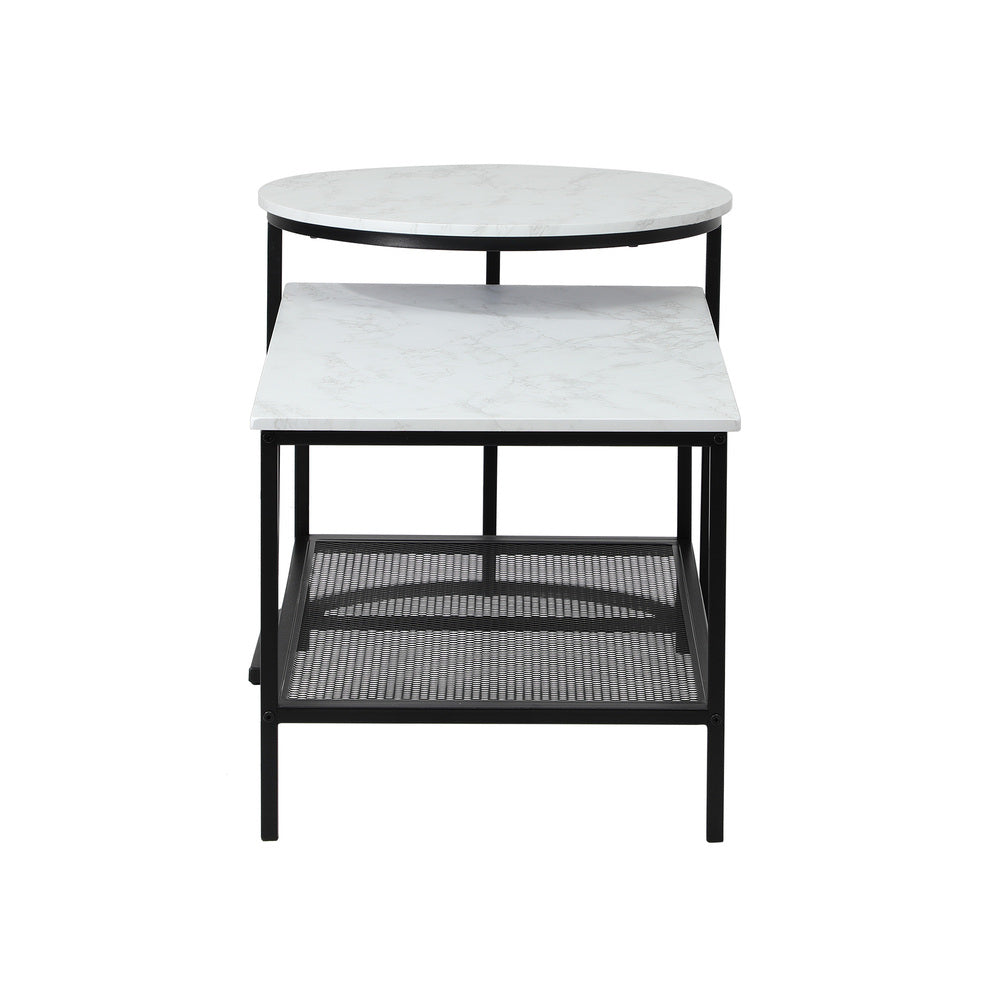 Oikiture Nesting Coffee Table Set of 2 Detachable Faux Marble