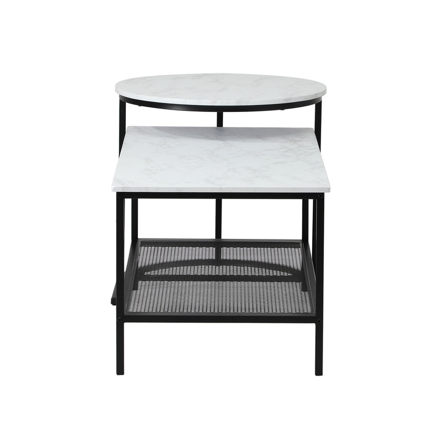 Oikiture Nesting Coffee Table Set of 2 Detachable Faux Marble