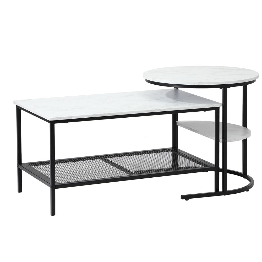 Oikiture Nesting Coffee Table Set of 2 Detachable Faux Marble