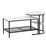 Oikiture Nesting Coffee Table Set of 2 Detachable Faux Marble