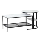 Oikiture Nesting Coffee Table Set of 2 Detachable Faux Marble - 45-Degree Angle