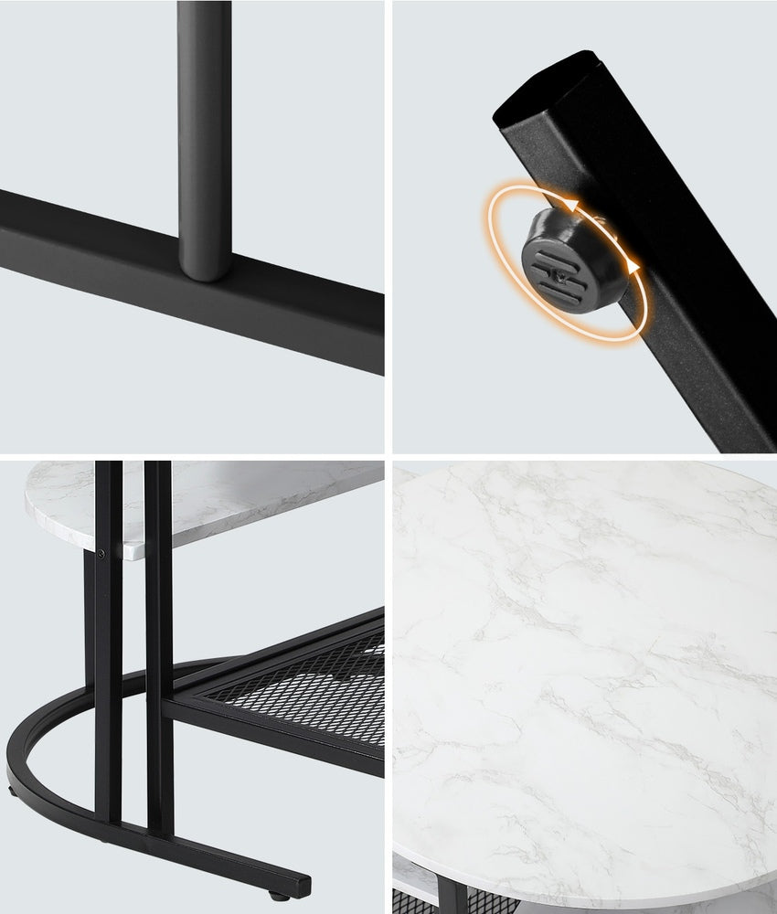 Oikiture Nesting Coffee Table Set of 2 Detachable Faux Marble