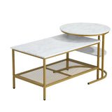 Oikiture Nesting Coffee Table Set of 2 Detachable Faux Marble Top