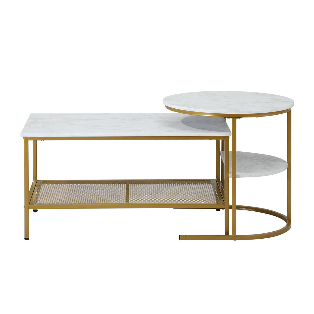 Oikiture Nesting Coffee Table Set of 2 Detachable Faux Marble Top
