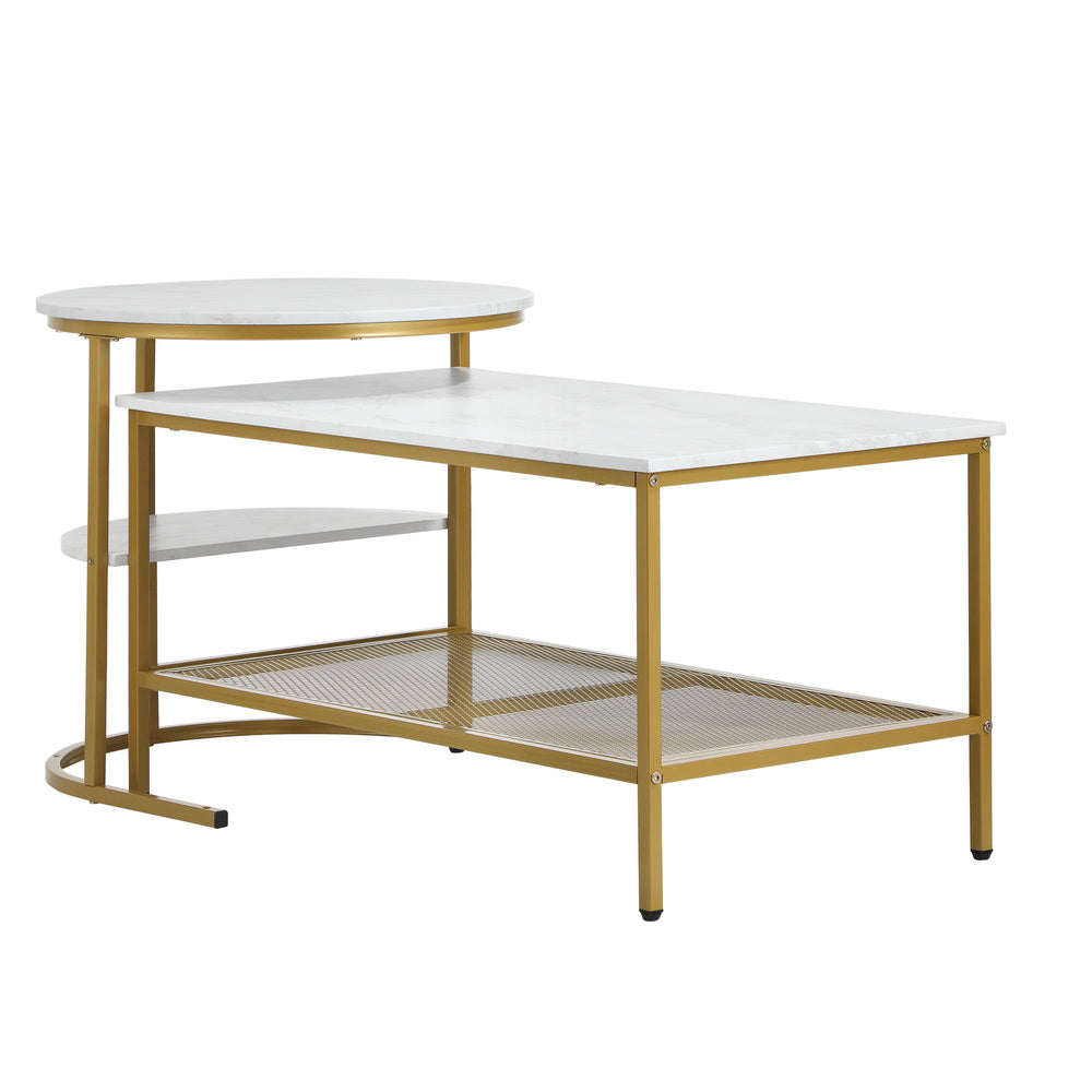 Oikiture Nesting Coffee Table Set of 2 Detachable Faux Marble Top