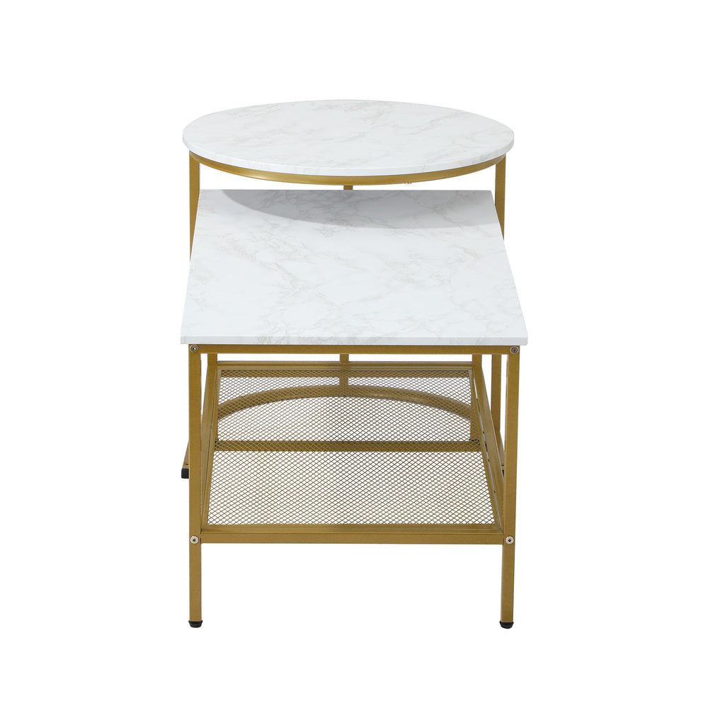 Oikiture Nesting Coffee Table Set of 2 Detachable Faux Marble Top