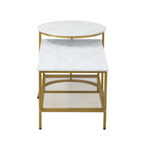 Oikiture Nesting Coffee Table Set of 2 Detachable Faux Marble Top - Rear View