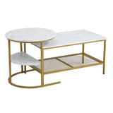 Oikiture Nesting Coffee Table Set of 2 Detachable Faux Marble Top - Front View