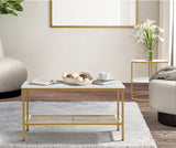 Oikiture Nesting Coffee Table Set of 2 Detachable Faux Marble Top