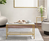 Oikiture Nesting Coffee Table Set of 2 Detachable Faux Marble Top - Side View
