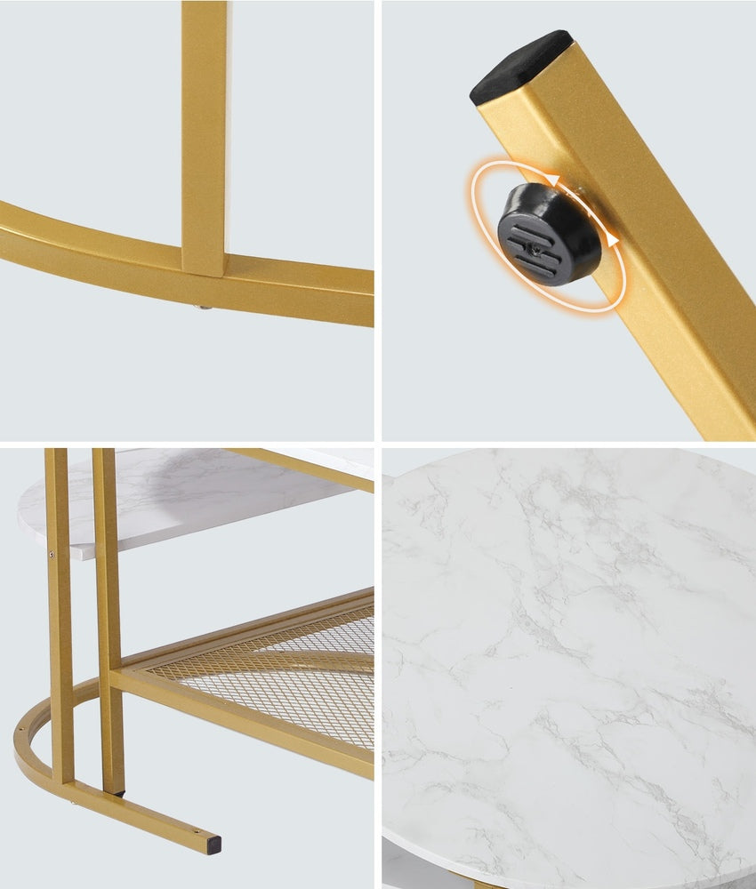 Oikiture Nesting Coffee Table Set of 2 Detachable Faux Marble Top