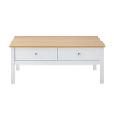 Oikiture Coffee Table Storage Drawers Natural White