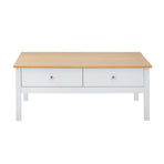 Oikiture Coffee Table Storage Drawers Natural White