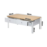 Oikiture Coffee Table Storage Drawers Natural White - Extra Image