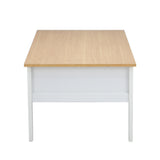 Oikiture Coffee Table Storage Drawers Natural White