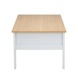Oikiture Coffee Table Storage Drawers Natural White - Rear View