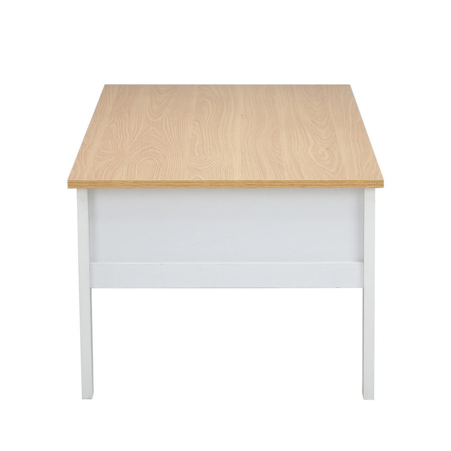 Oikiture Coffee Table Storage Drawers Natural White