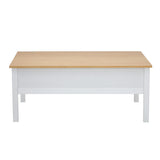 Oikiture Coffee Table Storage Drawers Natural White