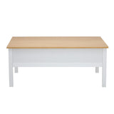 Oikiture Coffee Table Storage Drawers Natural White - Close-Up Angle