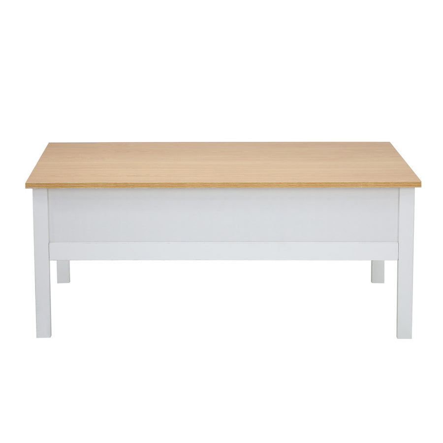 Oikiture Coffee Table Storage Drawers Natural White