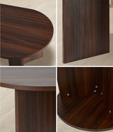 Oikiture Coffee Table Oval Sofa End Table Timber Walnut - 45-Degree Angle