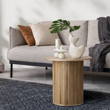 Oikiture Coffee Table Side End Tables Natural - Top-Down View