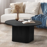 Oikiture Coffee Table Round Wooden Black