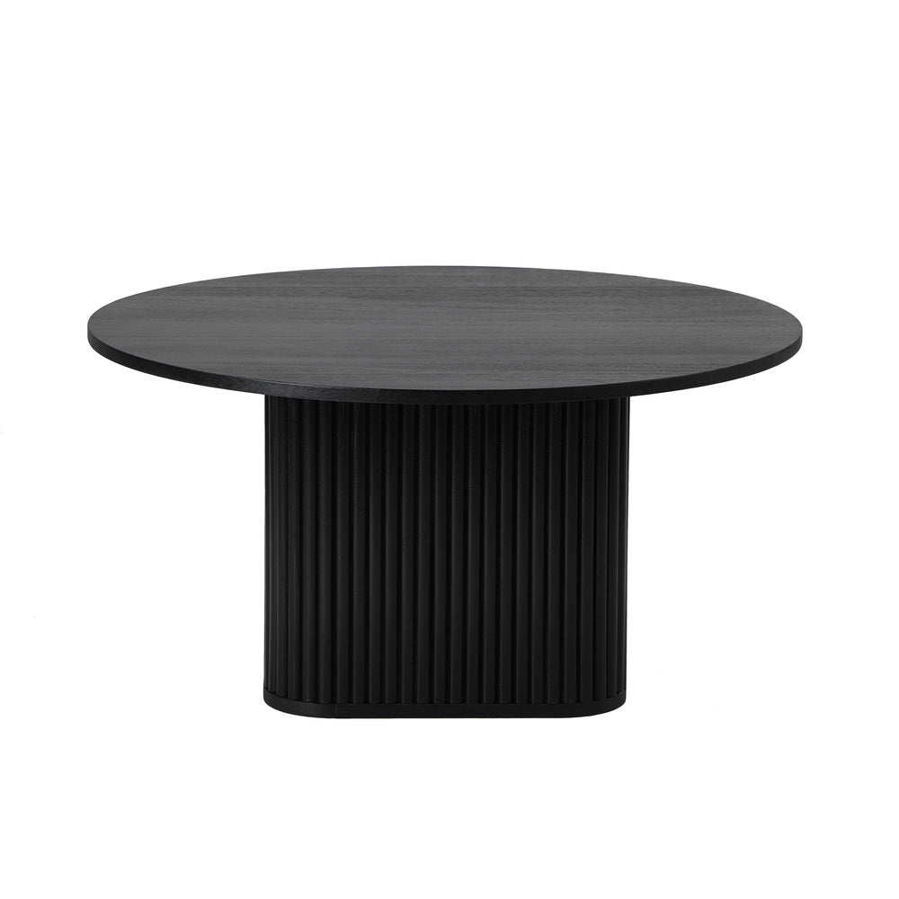 Oikiture Coffee Table Round Wooden Black
