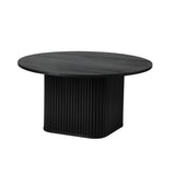 Oikiture Coffee Table Round Wooden Black