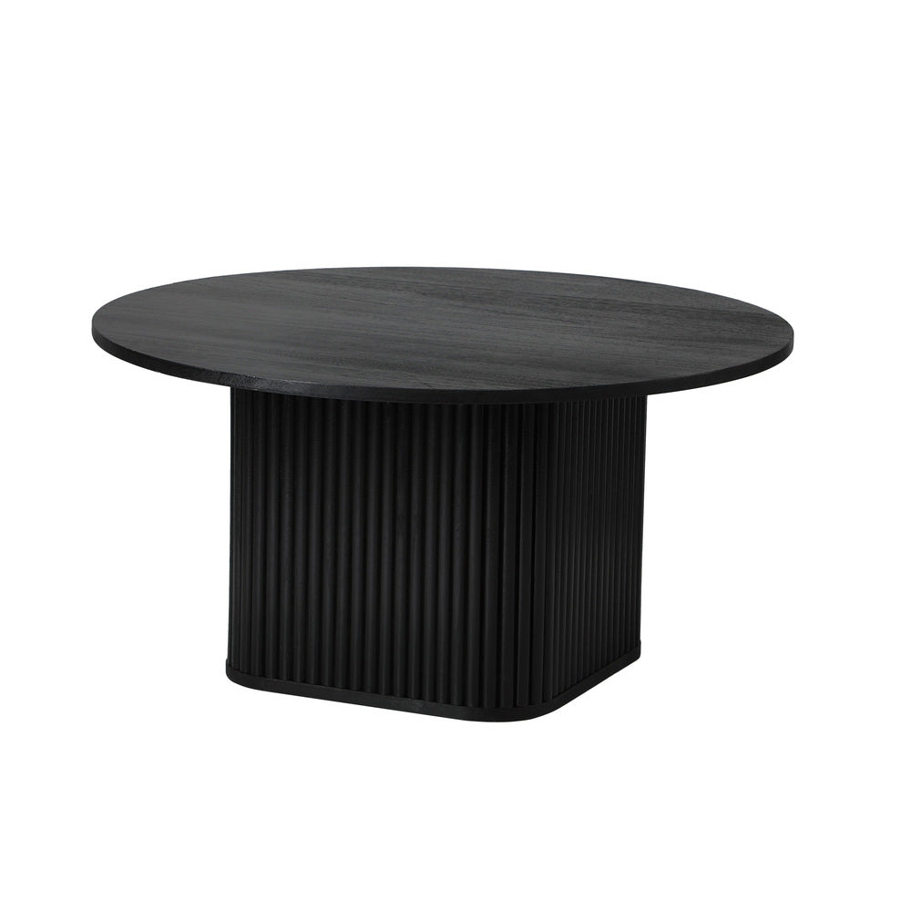 Oikiture Coffee Table Round Wooden Black