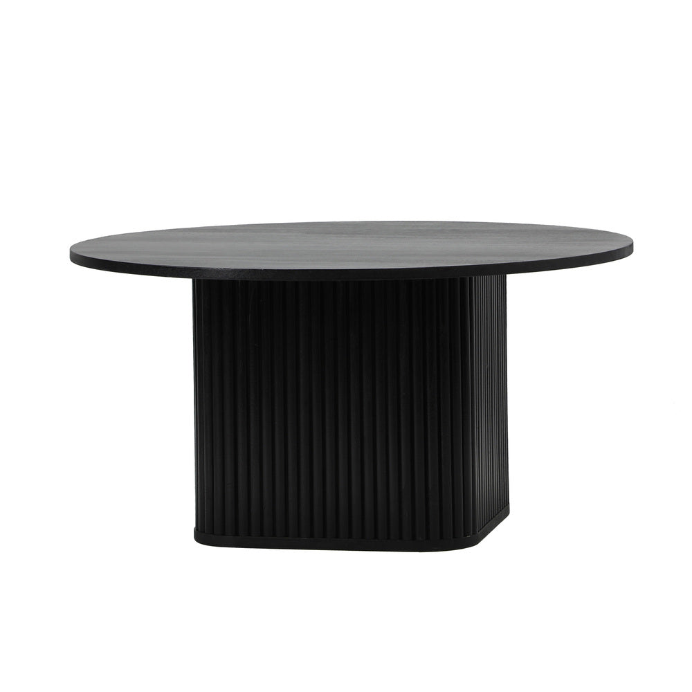 Oikiture Coffee Table Round Wooden Black