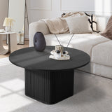 Oikiture Coffee Table Round Wooden Black