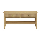 Oikiture Coffee Table with Storage Drawers Open Shelving Natural