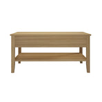 Oikiture Coffee Table with Storage Drawers Open Shelving Natural