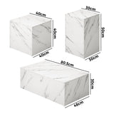 Oikiture Coffee Table Set of 3 Side Tables Marble Effect White - Extra Image