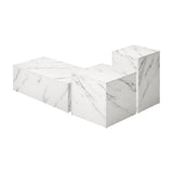 Oikiture Coffee Table Set of 3 Side Tables Marble Effect White - Close-Up Angle