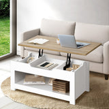 Oikiture Coffee Table Lift Up Top Hidden Storage Shelf - Side View
