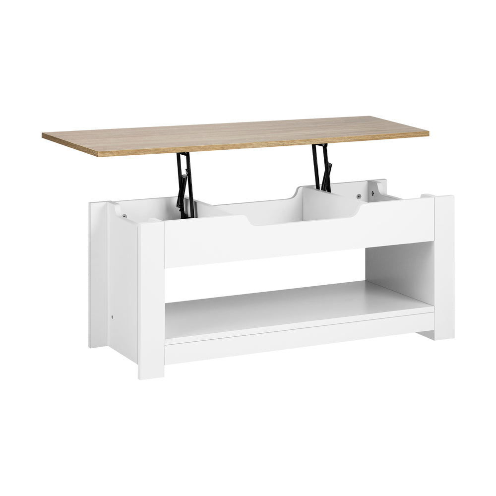 Oikiture Coffee Table Lift Up Top Hidden Storage Shelf