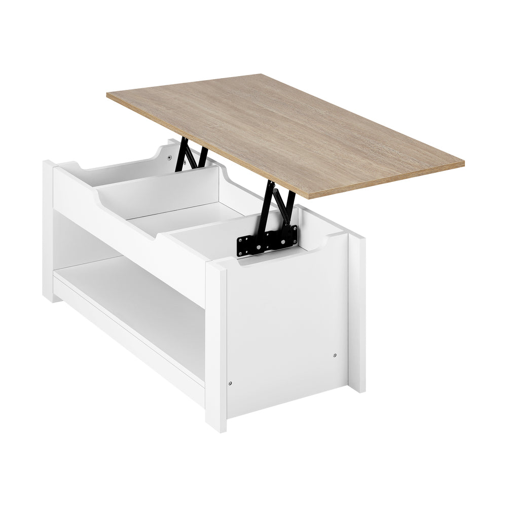 Oikiture Coffee Table Lift Up Top Hidden Storage Shelf