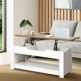 Oikiture Coffee Table Lift Up Top Hidden Storage Shelf
